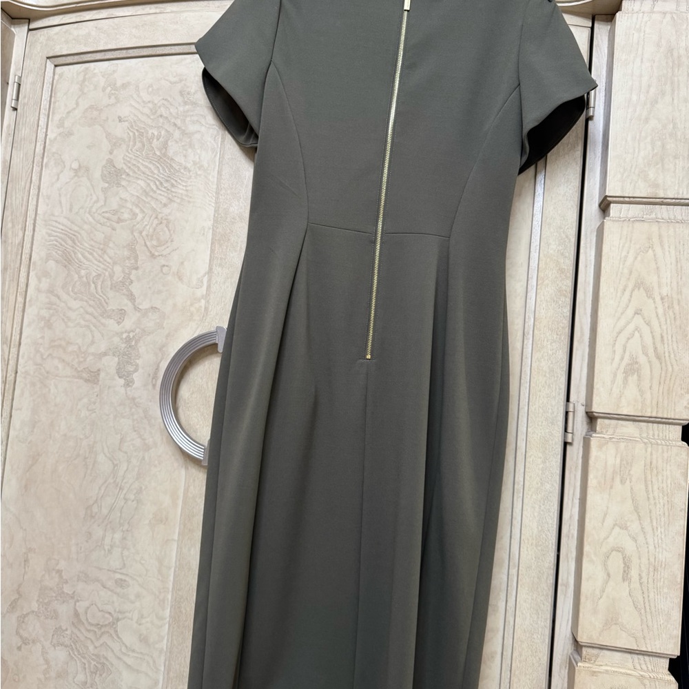 Calvin Klein Sophisticated Midi Dress in Olive - Picture 3 of 3